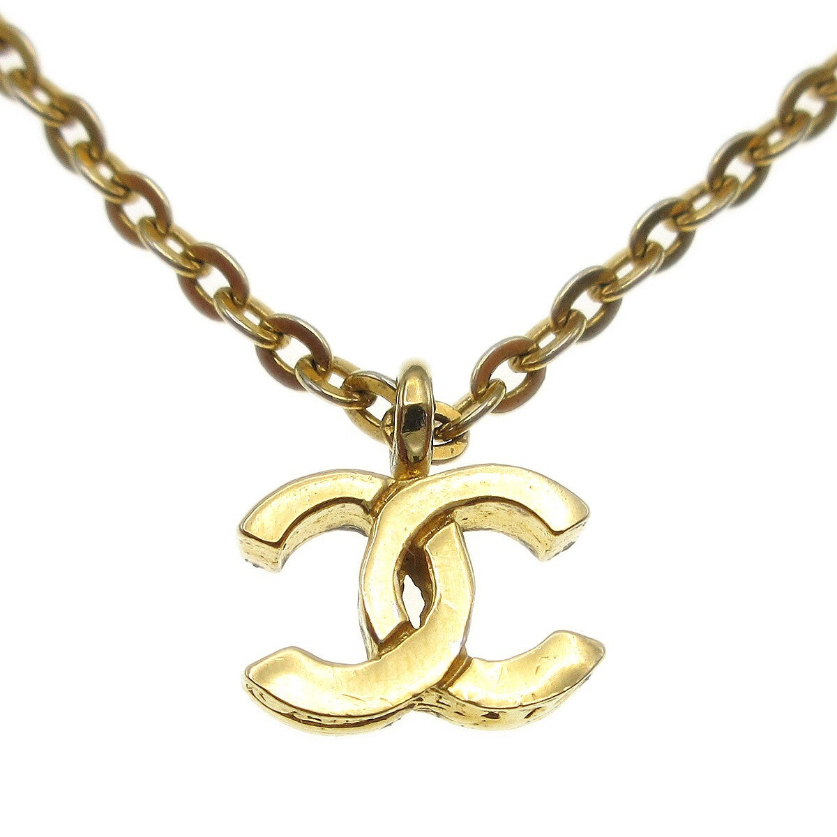 Chanel Vintage Cc Pendent Necklace Plated Metal Gold Gold_Plated Jewelry