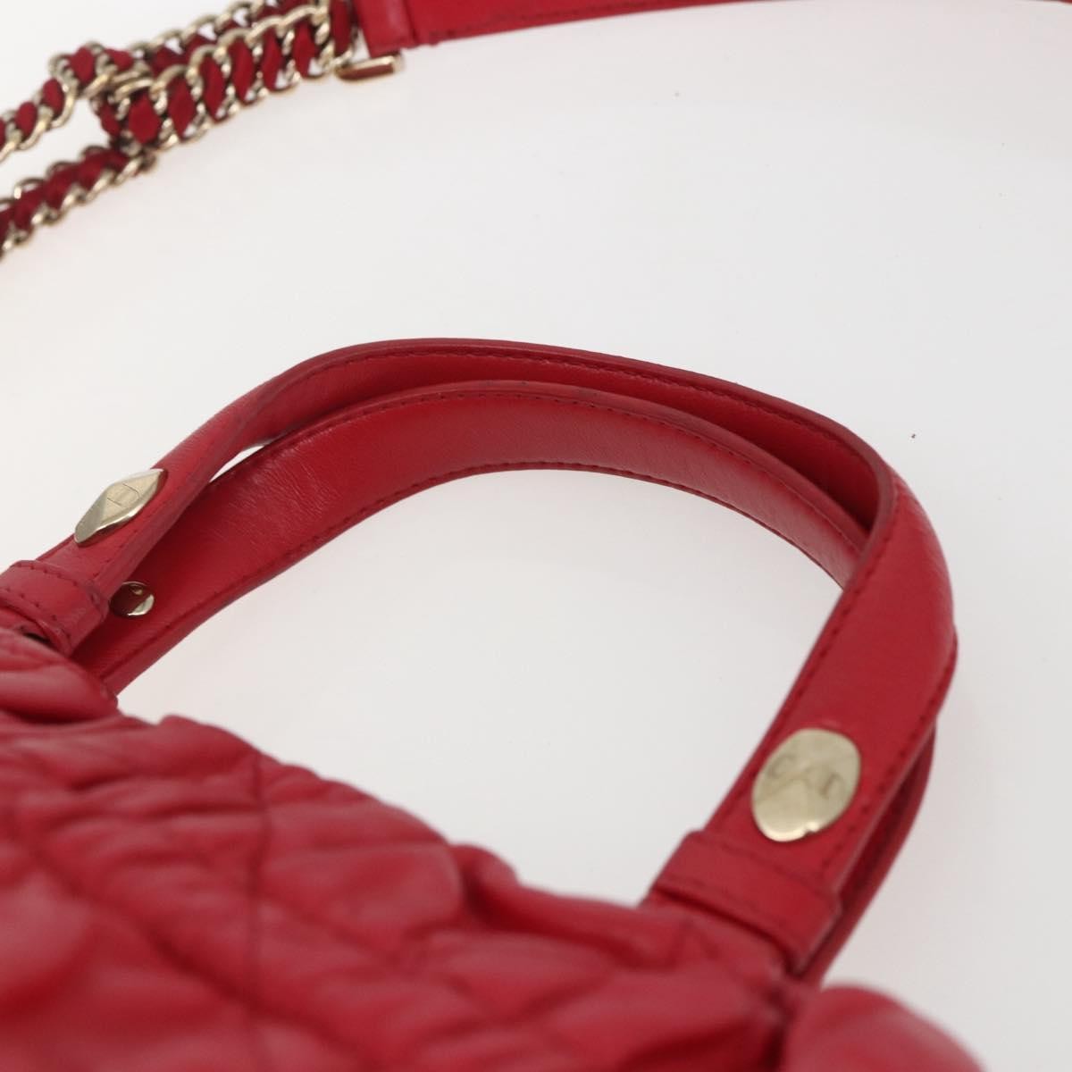 Christian Dior Delices Tote Cannage Quilt Leather Red Leather Tote Bag Bag (Pre-Owned)
