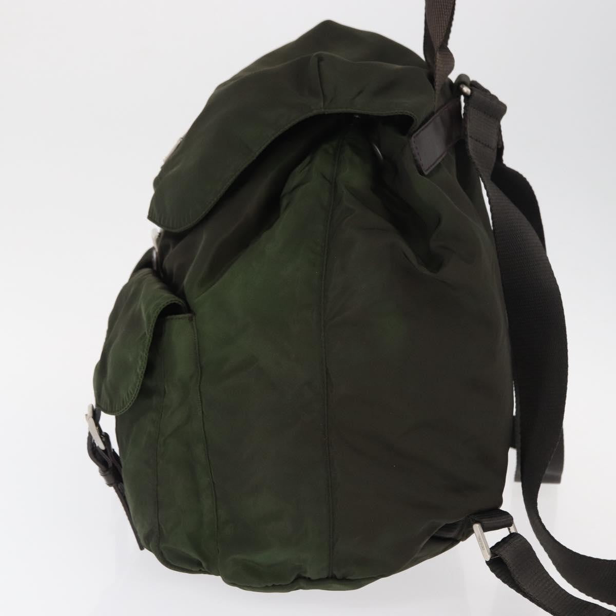 Prada Double Front Pocket Backpack Tessuto Khaki Nylon Backpack Bag