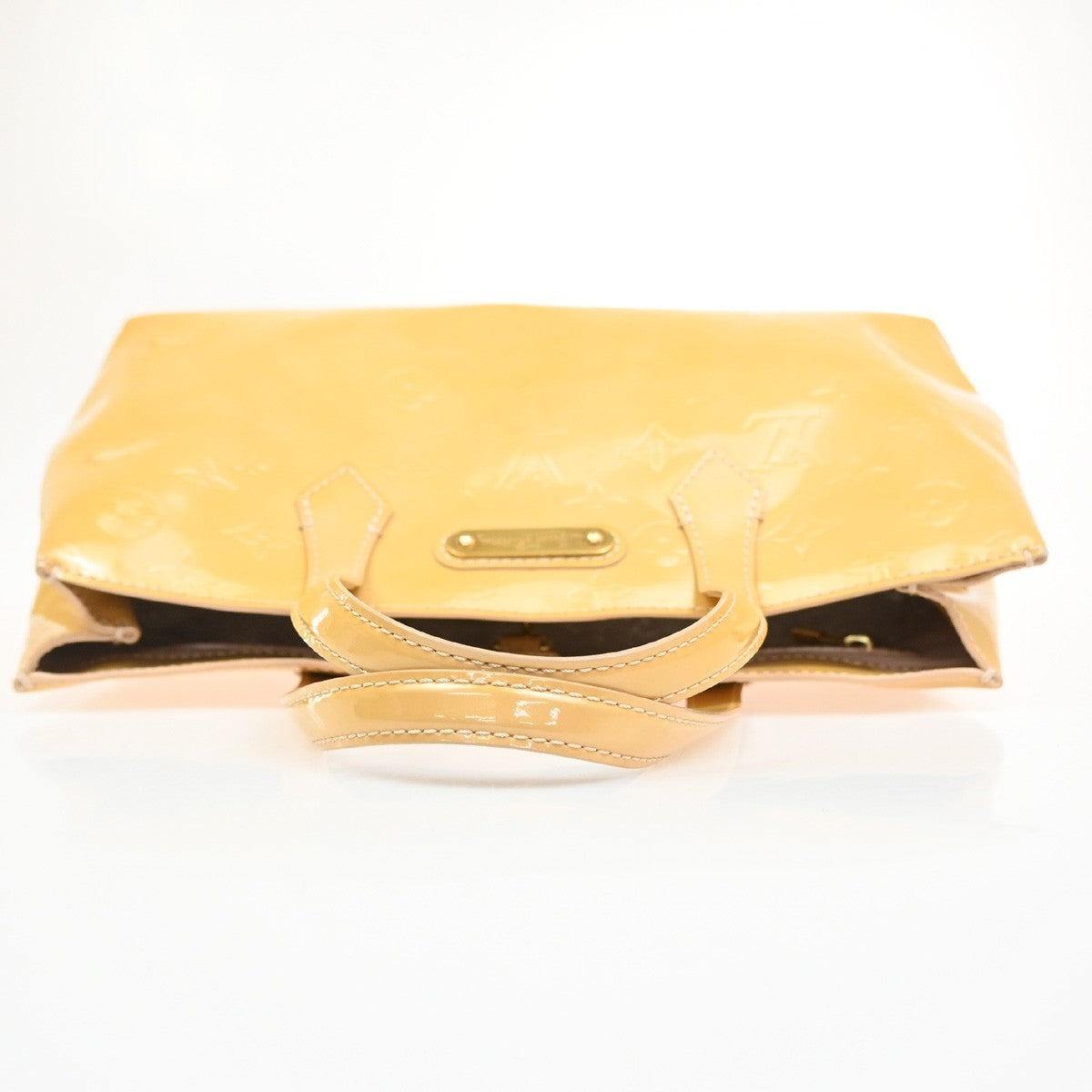 Louis Vuitton Wilshire Handbag Monogram Vernis Beige Patent_Leather Handbag