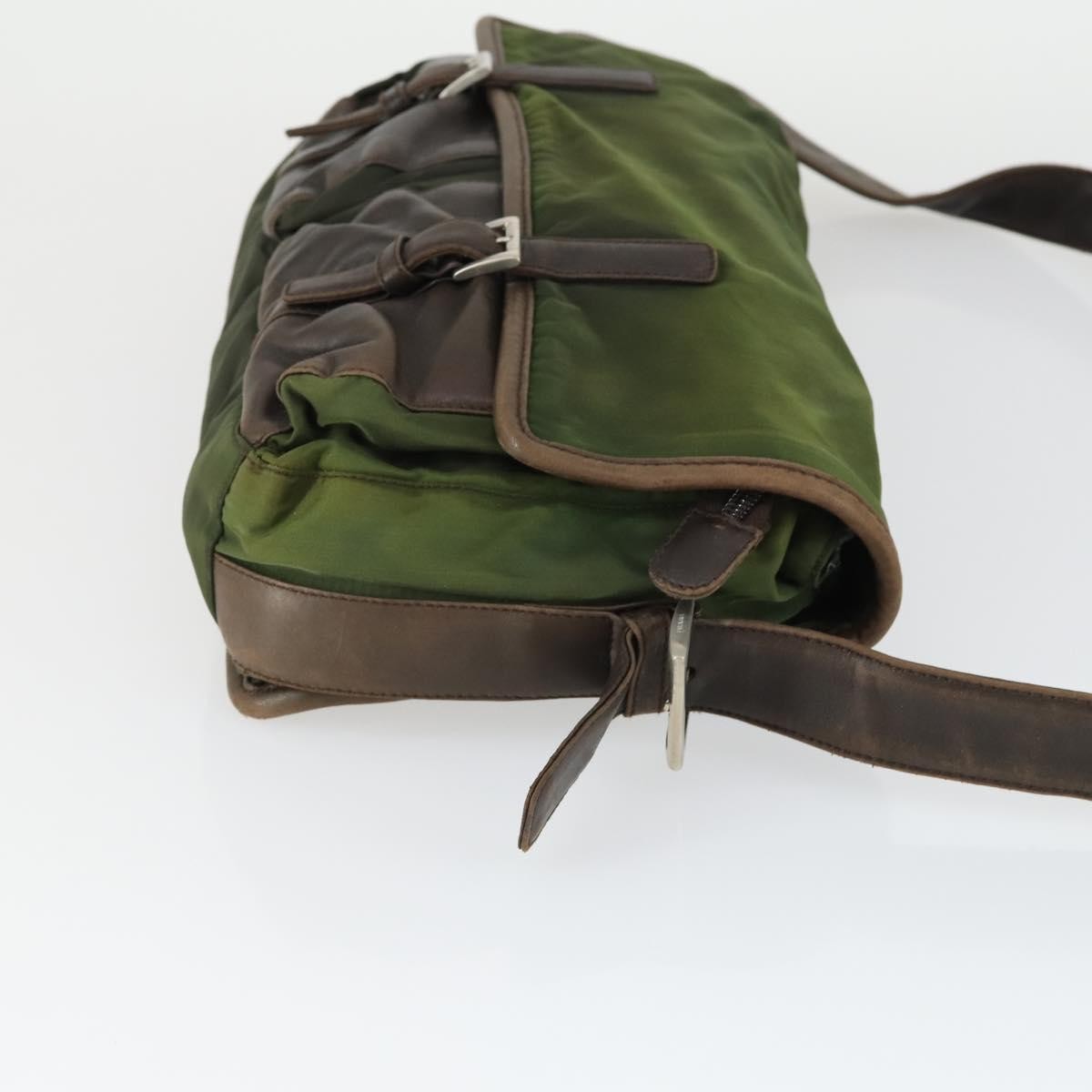 Prada Vintage Shoulder Bag Nylon And Leather Green Nylon Shoulder Bag Bag