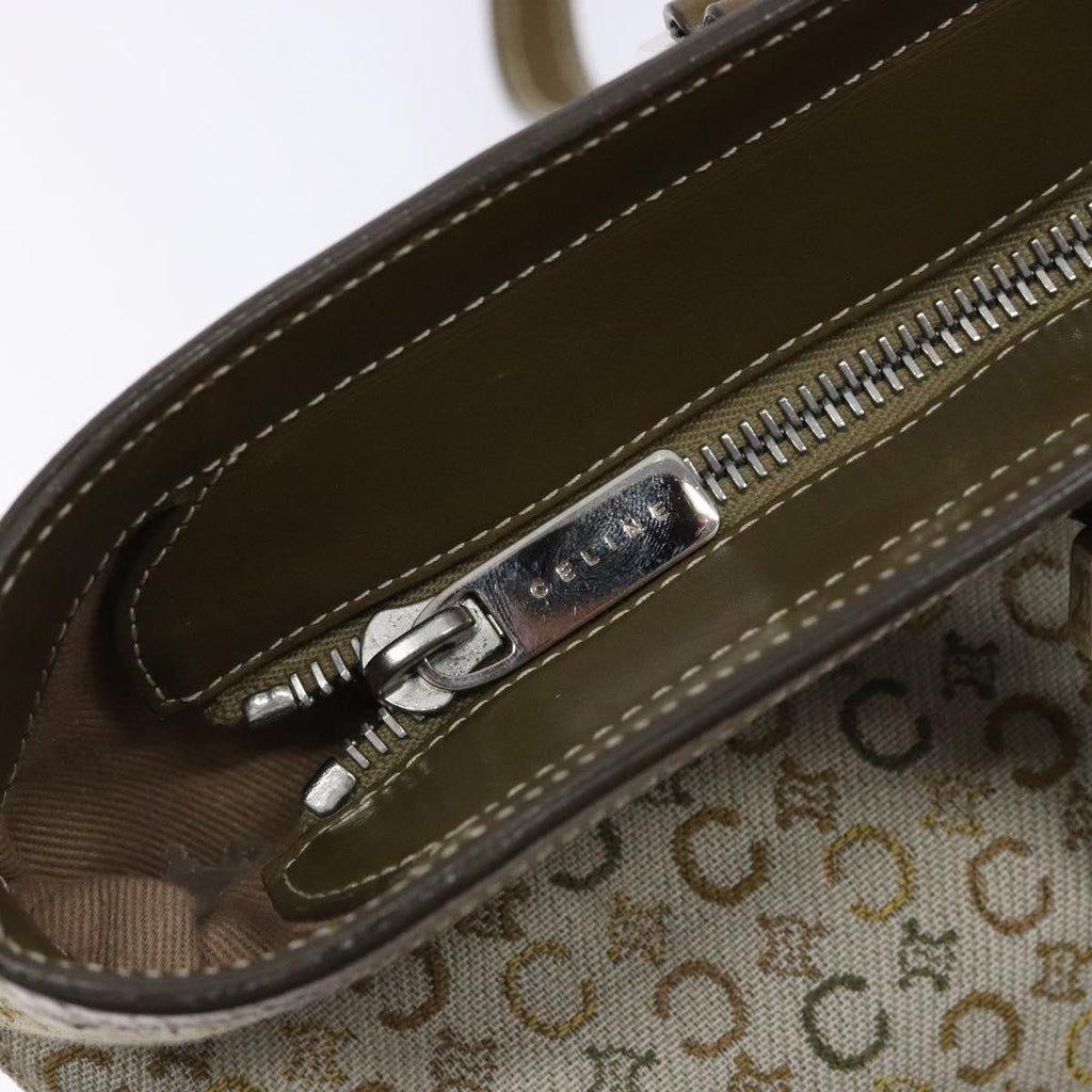 Celine Vintage Macadam Shoulder Bag Canvas Khaki Canvas Bag