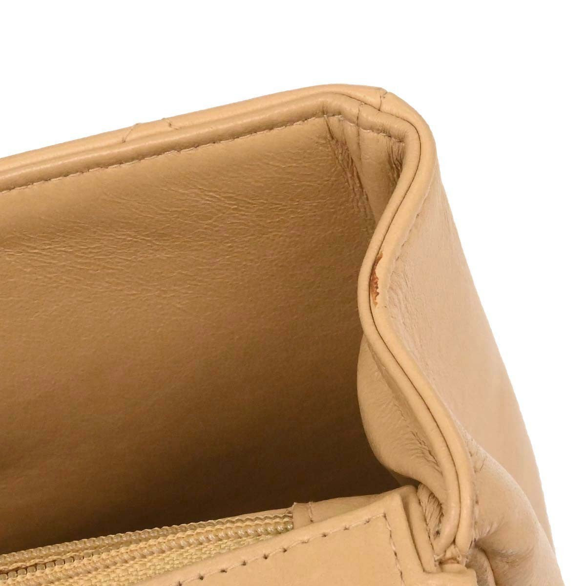 Chanel Vintage Top Handle Flap Bag Quilted Lambskin Beige Leather Handbag