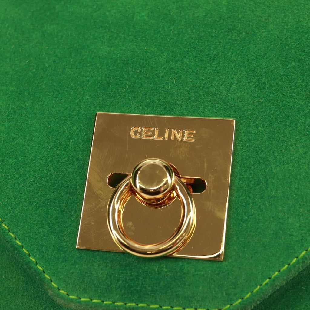 Celine Vintage Shoulder Bag Suede Green Suede Shoulder Bag Bag