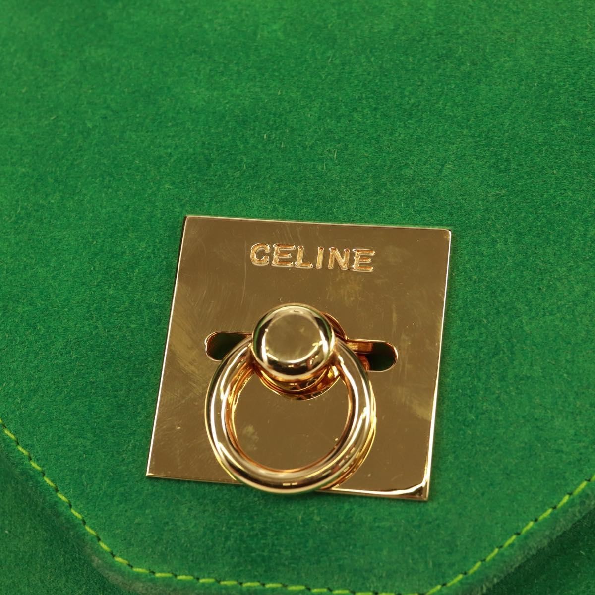 Celine Vintage Shoulder Bag Suede Green Suede Shoulder Bag Bag