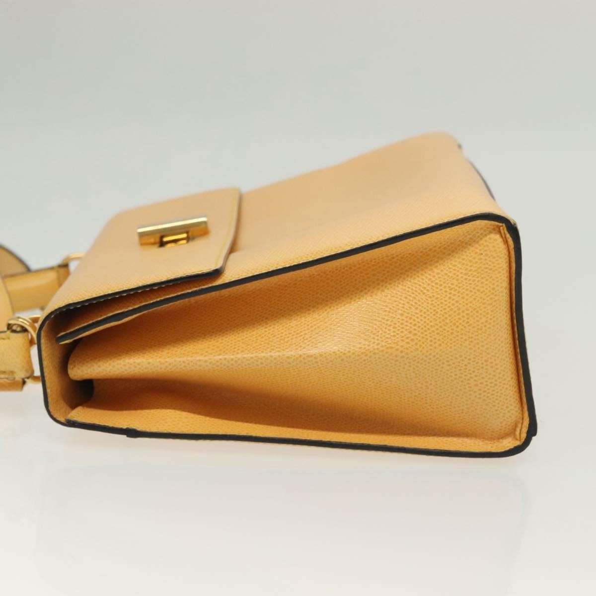 Celine Vintage Convertible Turnlock Top Handle Bag Leather Yellow Leather Bag