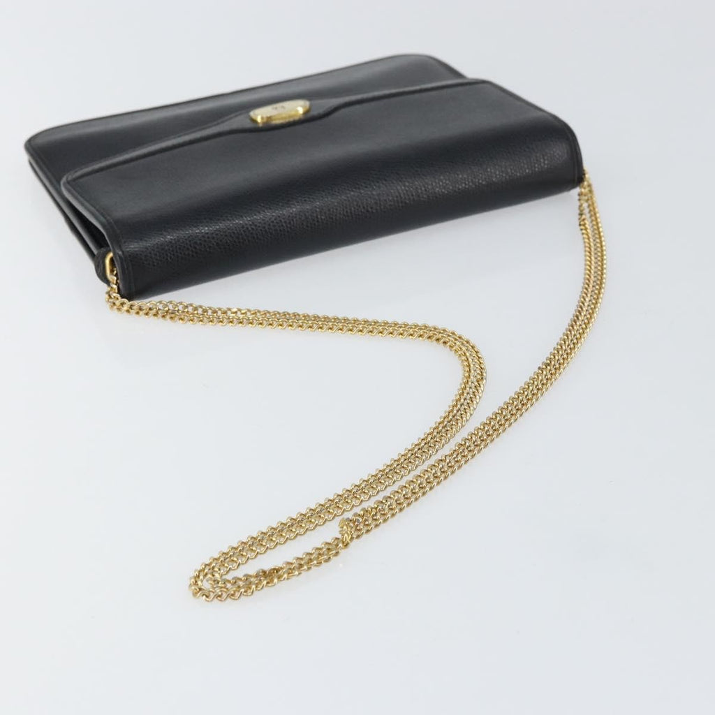 Christian Dior Vintage Cd Chain Flap Shoulder Bag Leather Black Leather Shoulder Bag Bag (Pre-Owned)