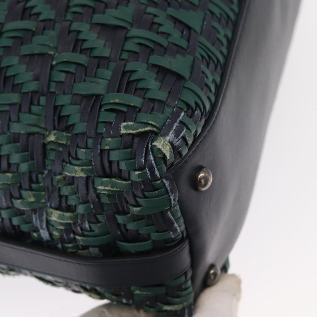 Chanel Convertible Chain Bowler Bag Woven Calfskin Green Leather Handbag