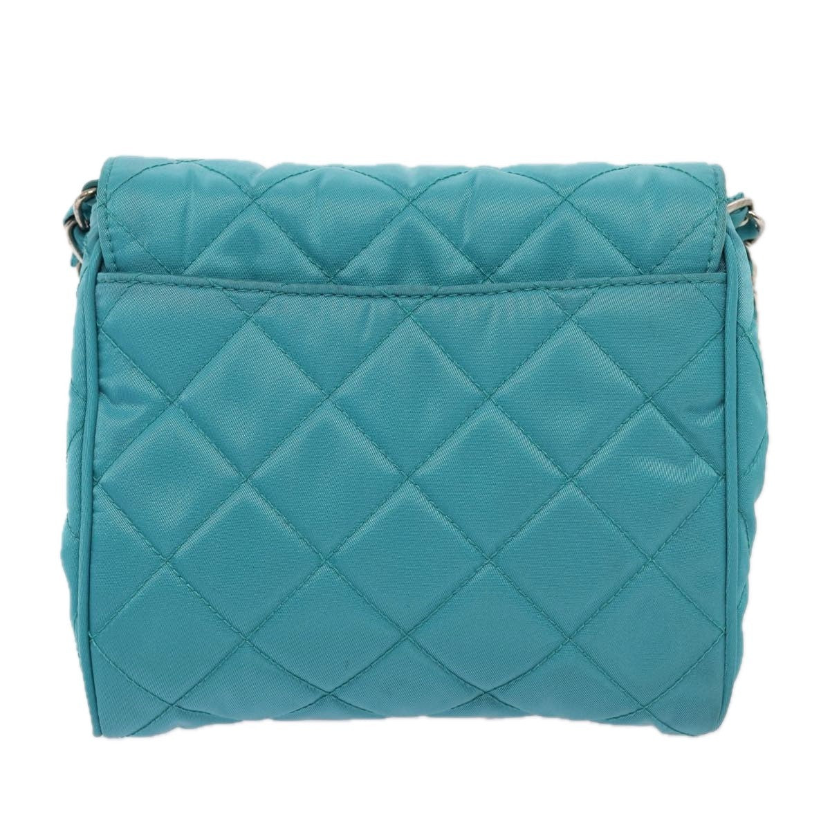 Prada Pushlock Chain Flap Bag Quilted Tessuto Turquoise Nylon Shoulder Bag Bag
