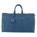 Louis Vuitton Keepall Bag Epi Leather Blue Leather Travel Bag