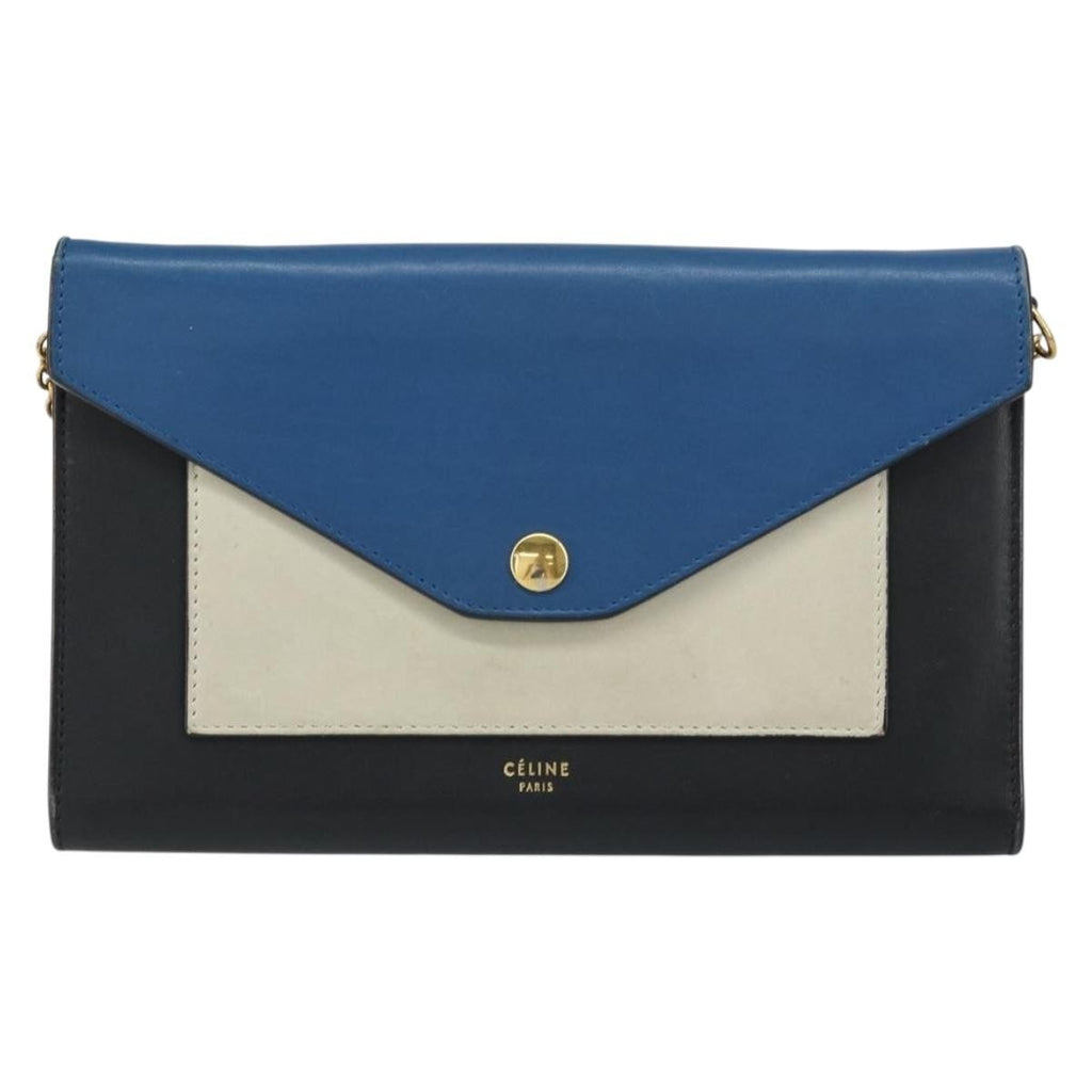 Celine Pocket Envelope Wallet On Chain Leather Multicolour Leather Clutche & Pouche Bag