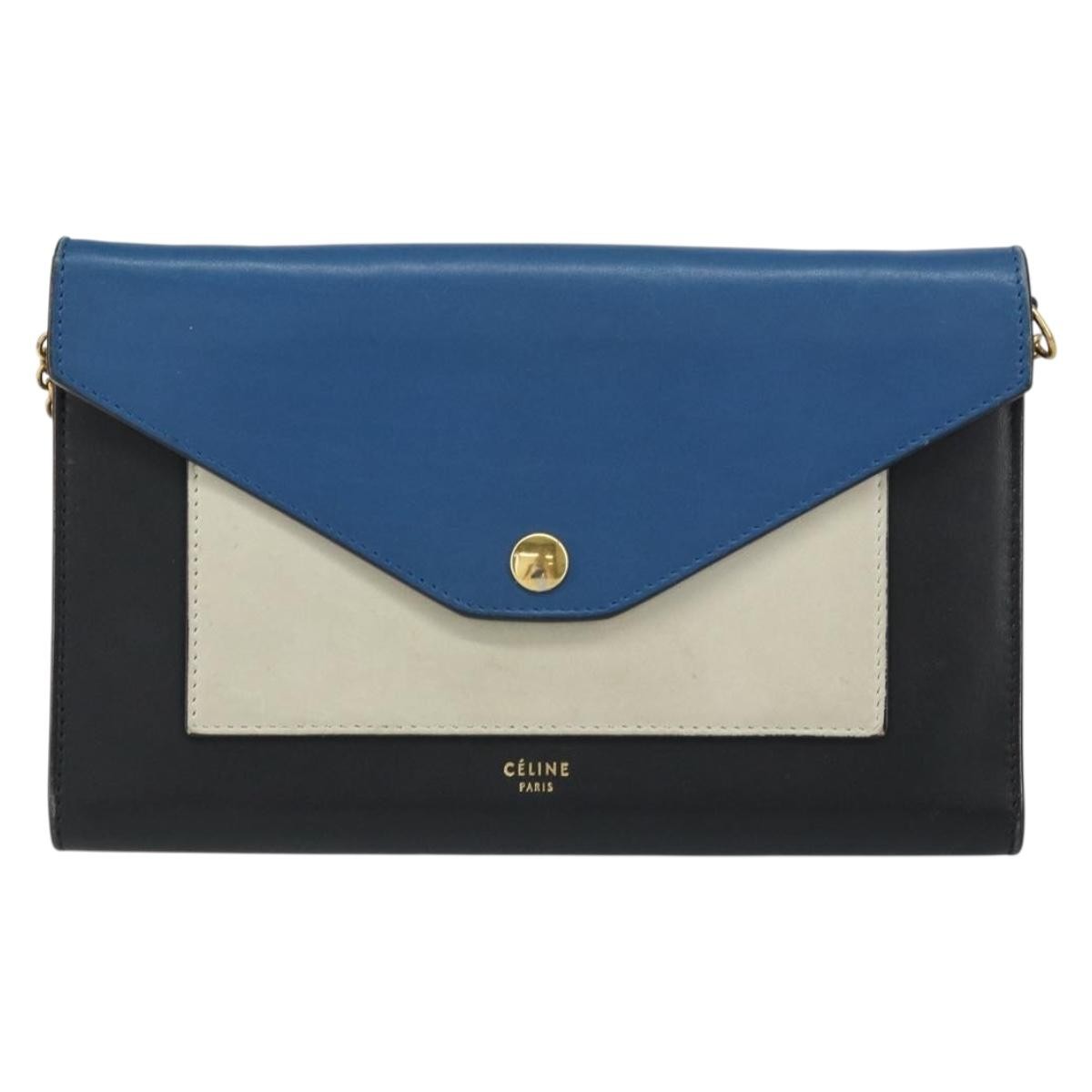 Celine Pocket Envelope Wallet On Chain Leather Multicolour Leather Clutche & Pouche Bag