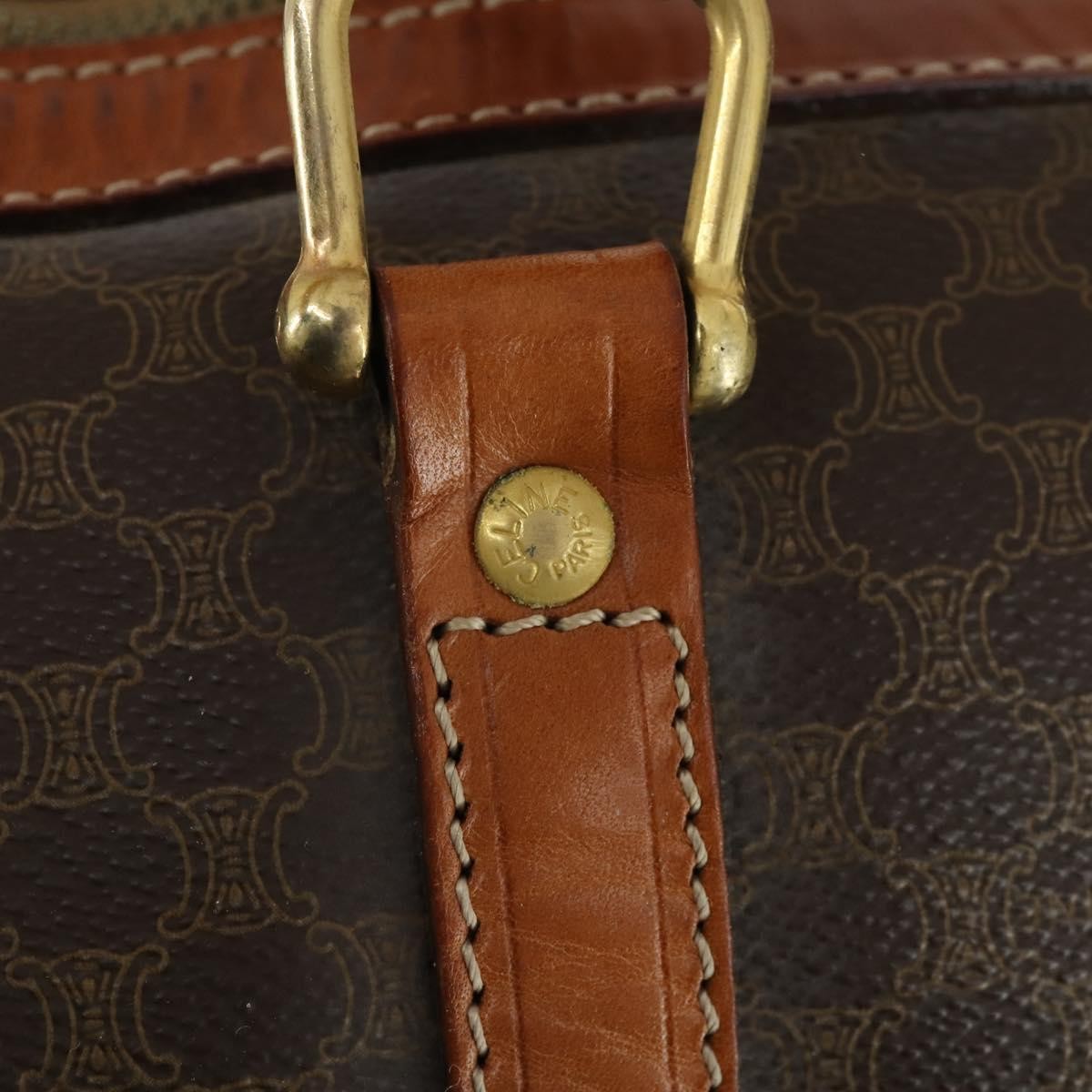Celine Vintage Duffle Bag Canvas And Leather Brown Canvas Travel Bag Bag