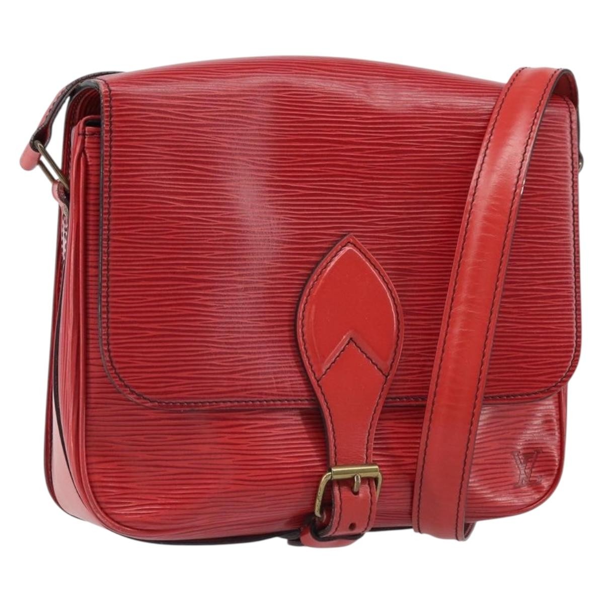 Louis Vuitton Cartouchiere Handbag Epi Leather Red Leather Shoulder Bag