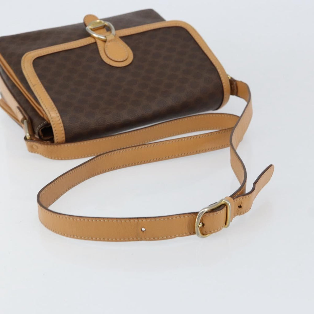 Celine Vintage Macadam Shoulder Bag Canvas And Leather Brown Canvas Shoulder Bag Bag