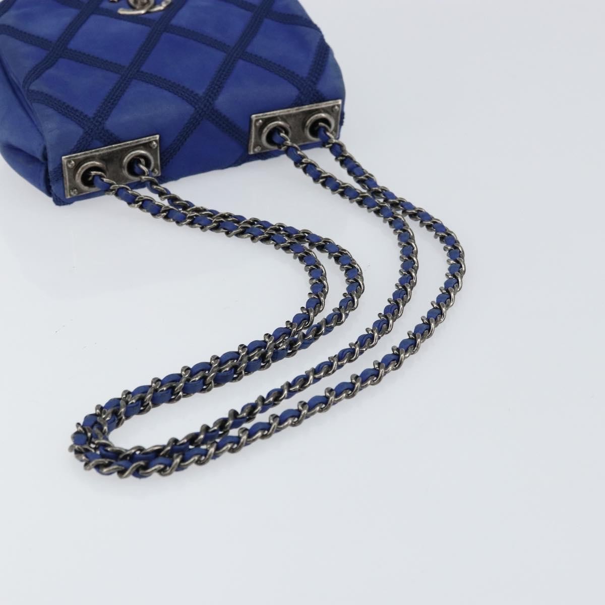Chanel Diamond Stitch Chain Flap Bag Quilted Iridescent Calfskin Blue Leather Shoulder Bag Bag