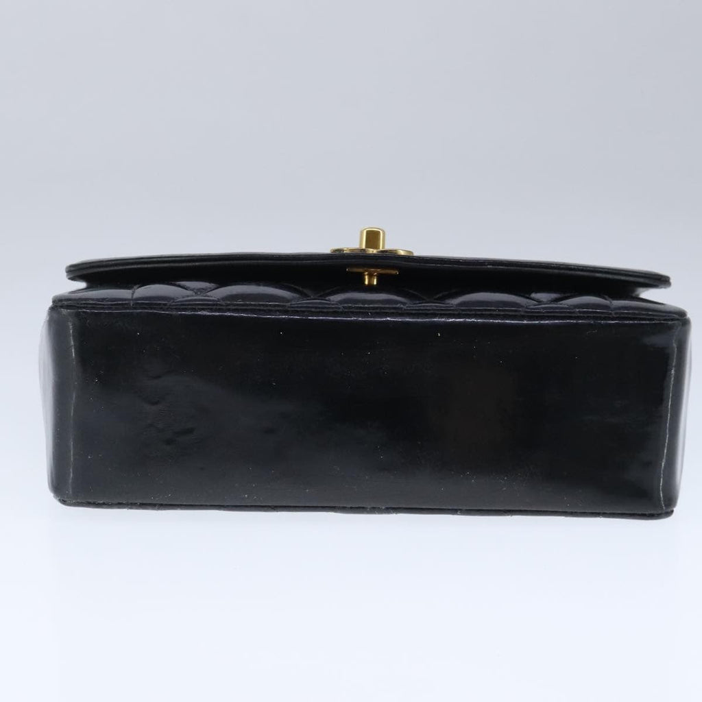 Chanel Vintage So Black Diana Flap Bag Quilted Patent Black Patent_Leather Shoulder Bag Bag