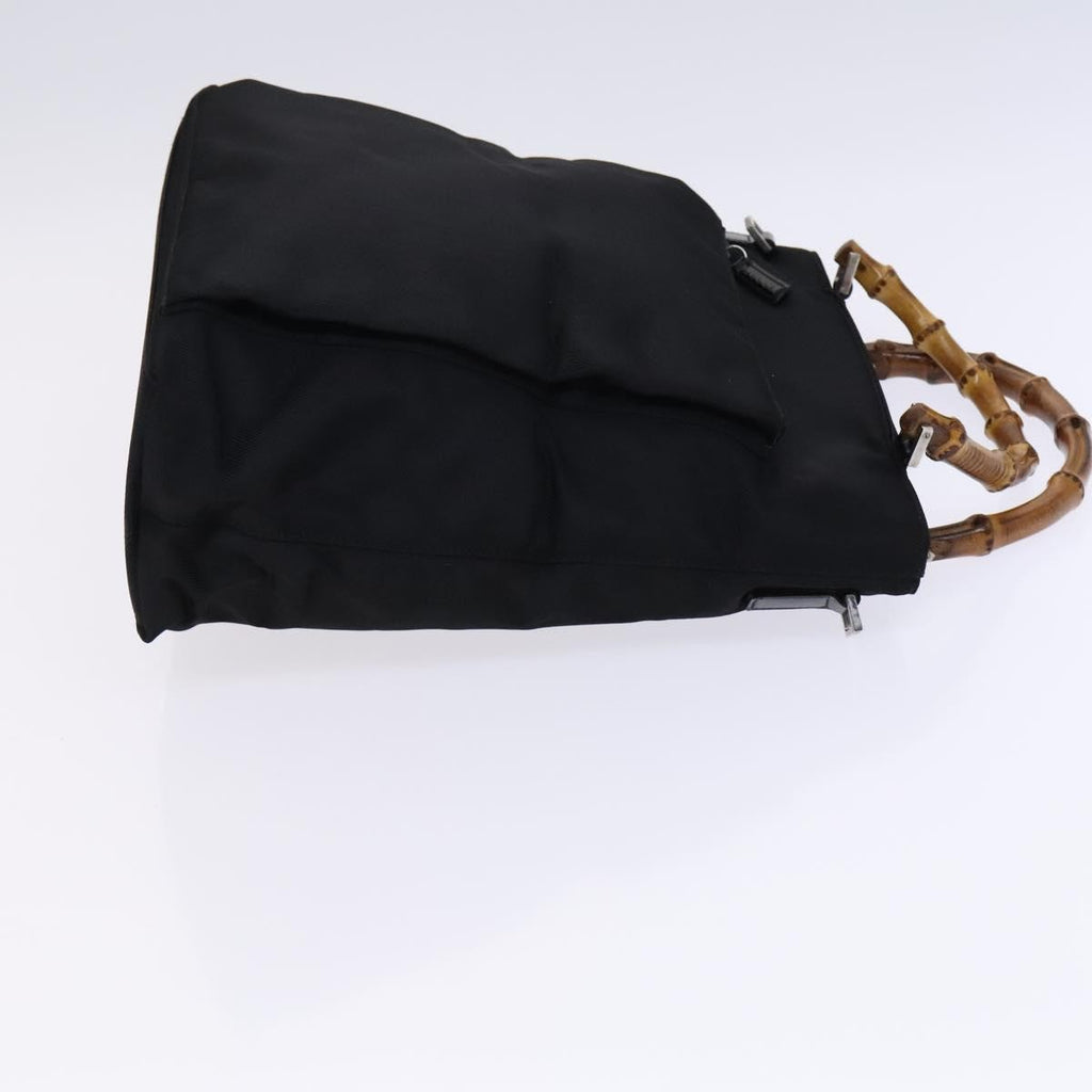 Gucci Vintage Bamboo Handle Bag Nylon Black Nylon Tote Bag Bag (Pre-Owned)