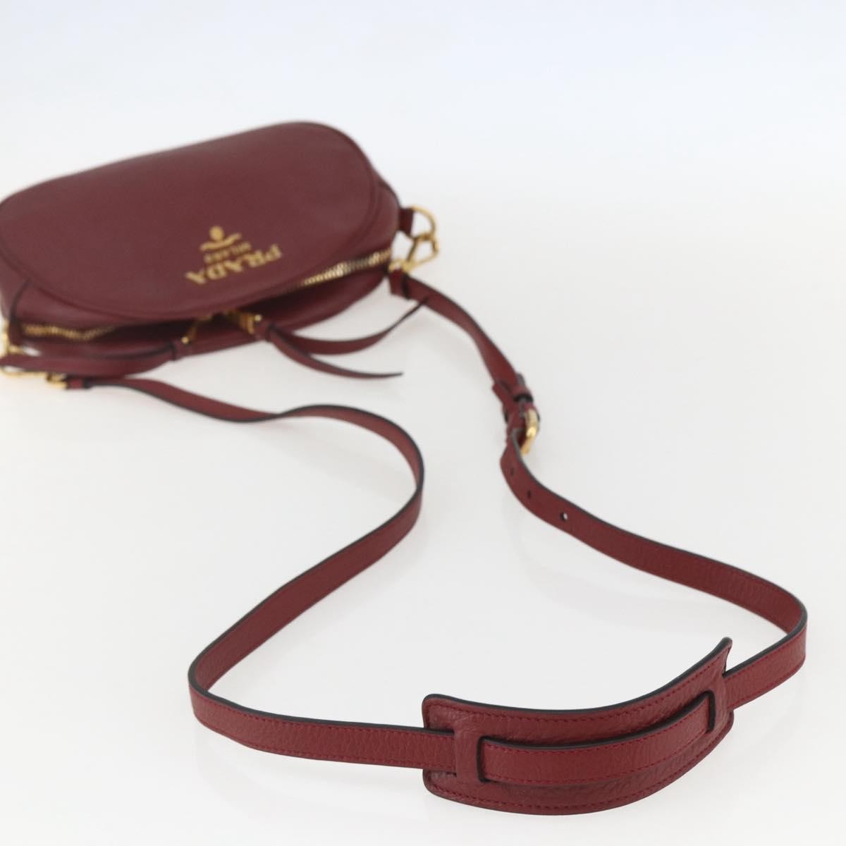 Prada Dual Strap Crossbody Bag Vitello Daino Burgundy Leather Shoulder Bag Bag