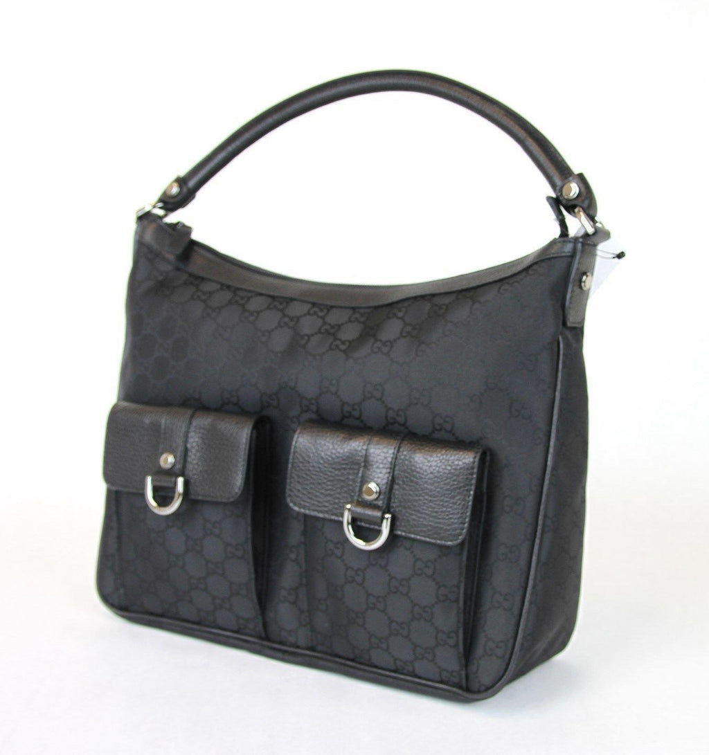 Gucci Gucci Abbey Hobo Bag Purse W/D Ring,Black Nylon 293581