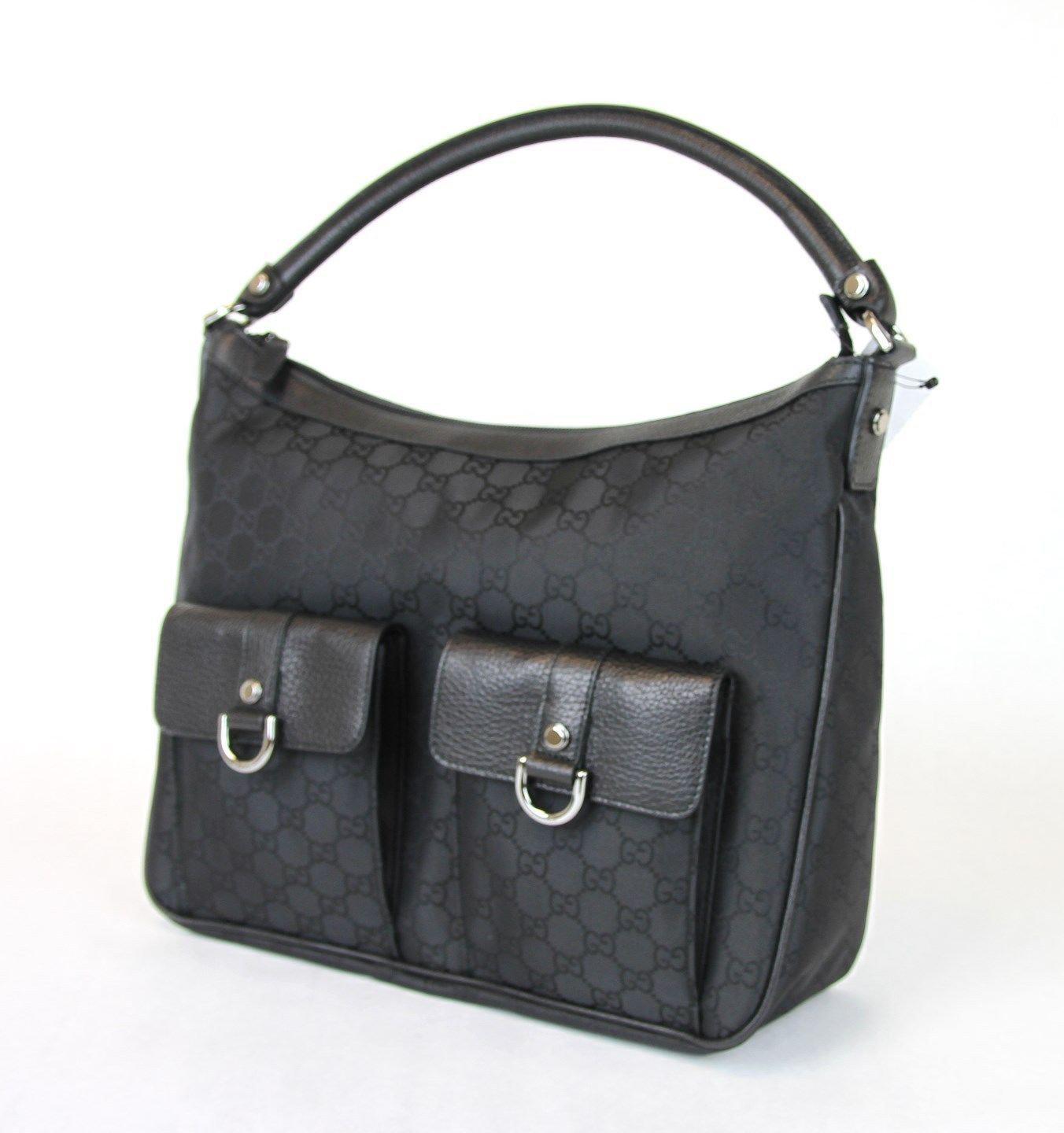 Gucci Gucci Abbey Hobo Bag Purse W/D Ring,Black Nylon 293581