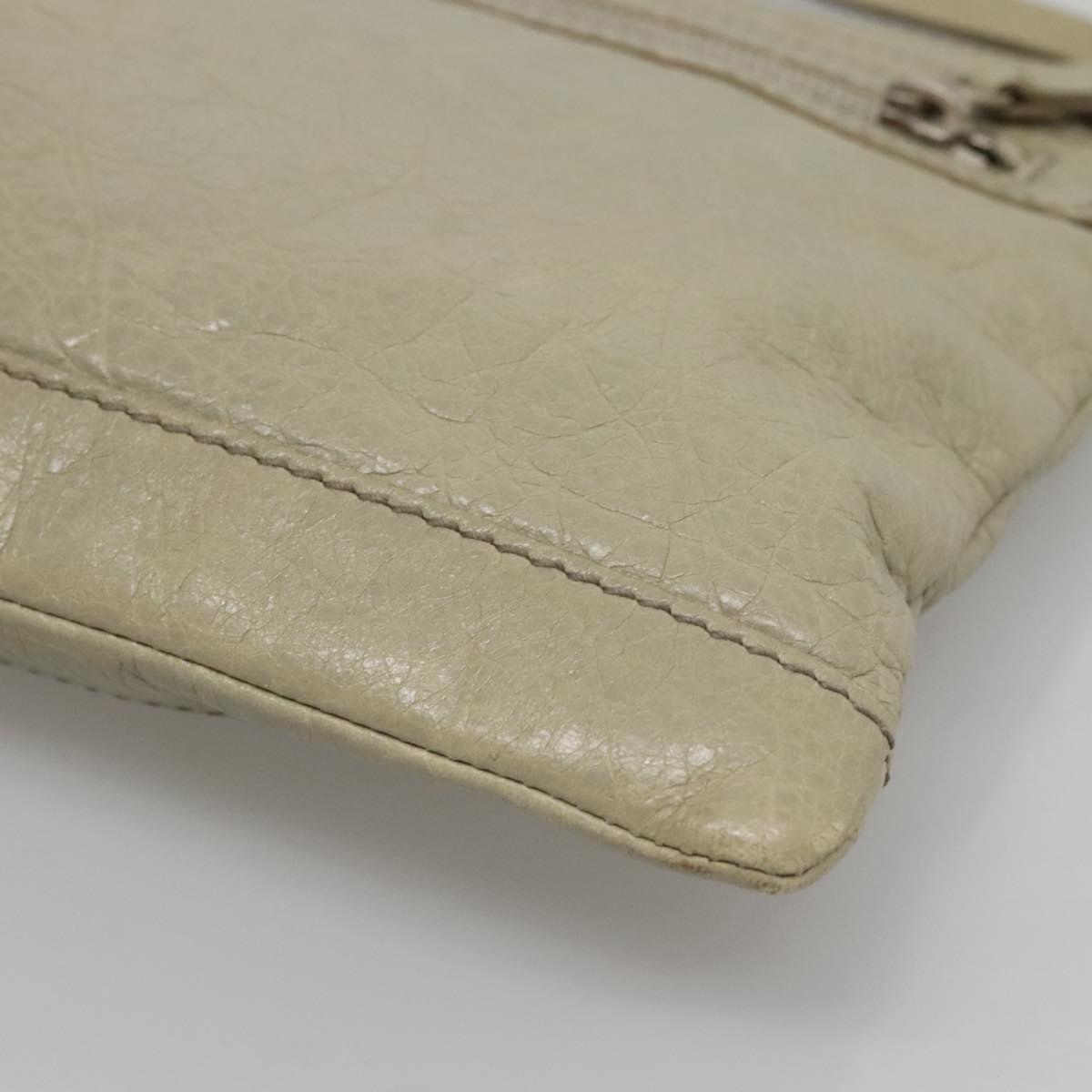 Balenciaga Classic City Clip Pouch Leather Beige Leather Clutche & Pouche