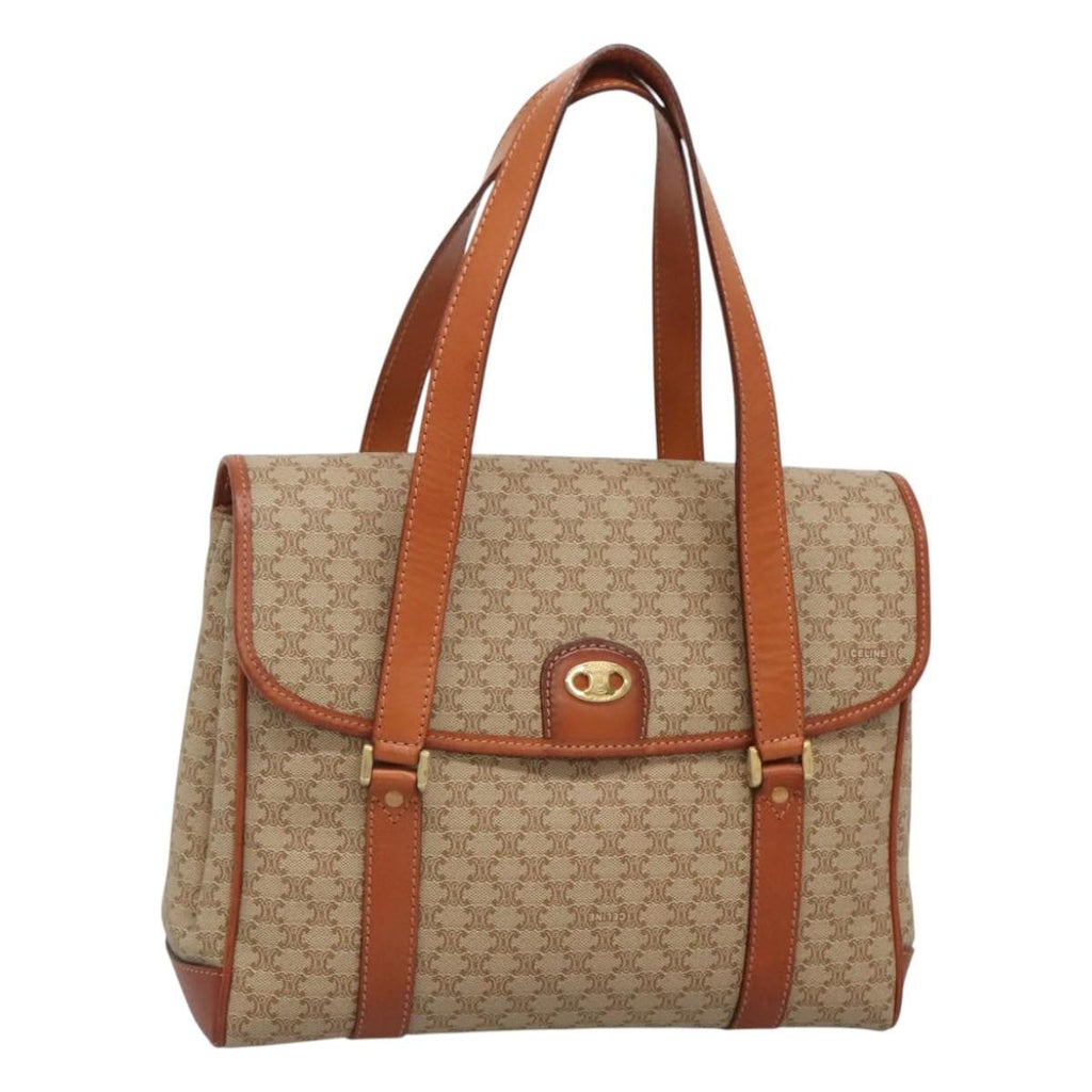 Celine Vintage Macadam Handbag Canvas And Leather Beige Canvas Handbag