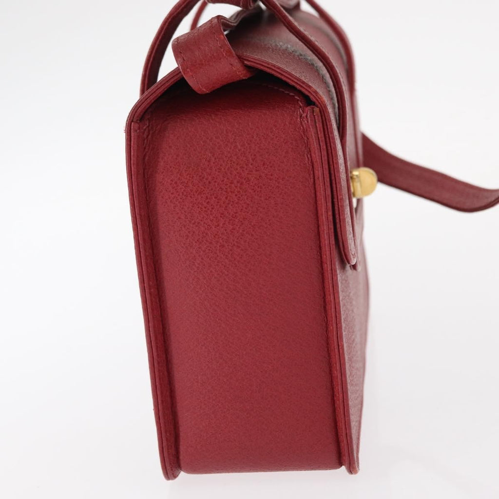 Gucci Vintage Bamboo Handle Bag Leather Red Leather Handbag (Pre-Owned)