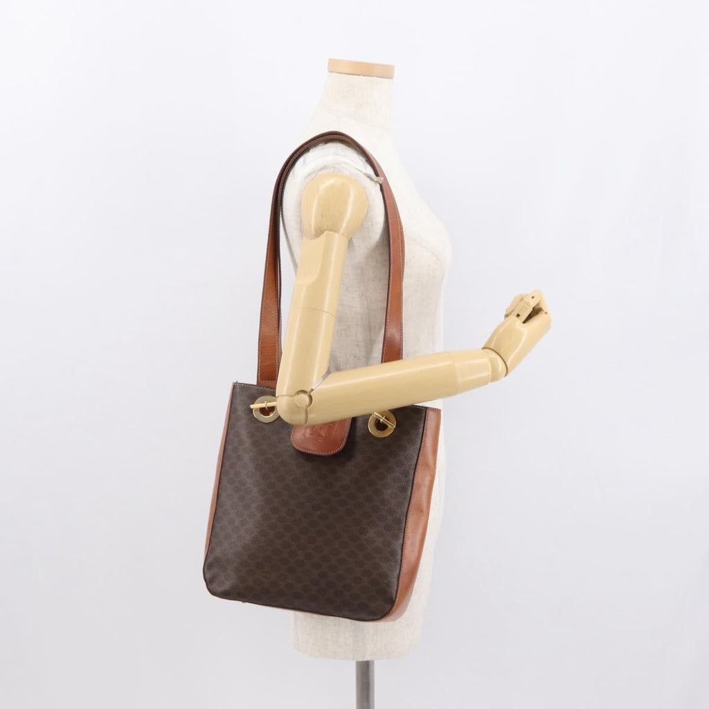 Celine Vintage Macadam Shoulder Bag Canvas And Leather Brown Canvas Shoulder Bag Bag