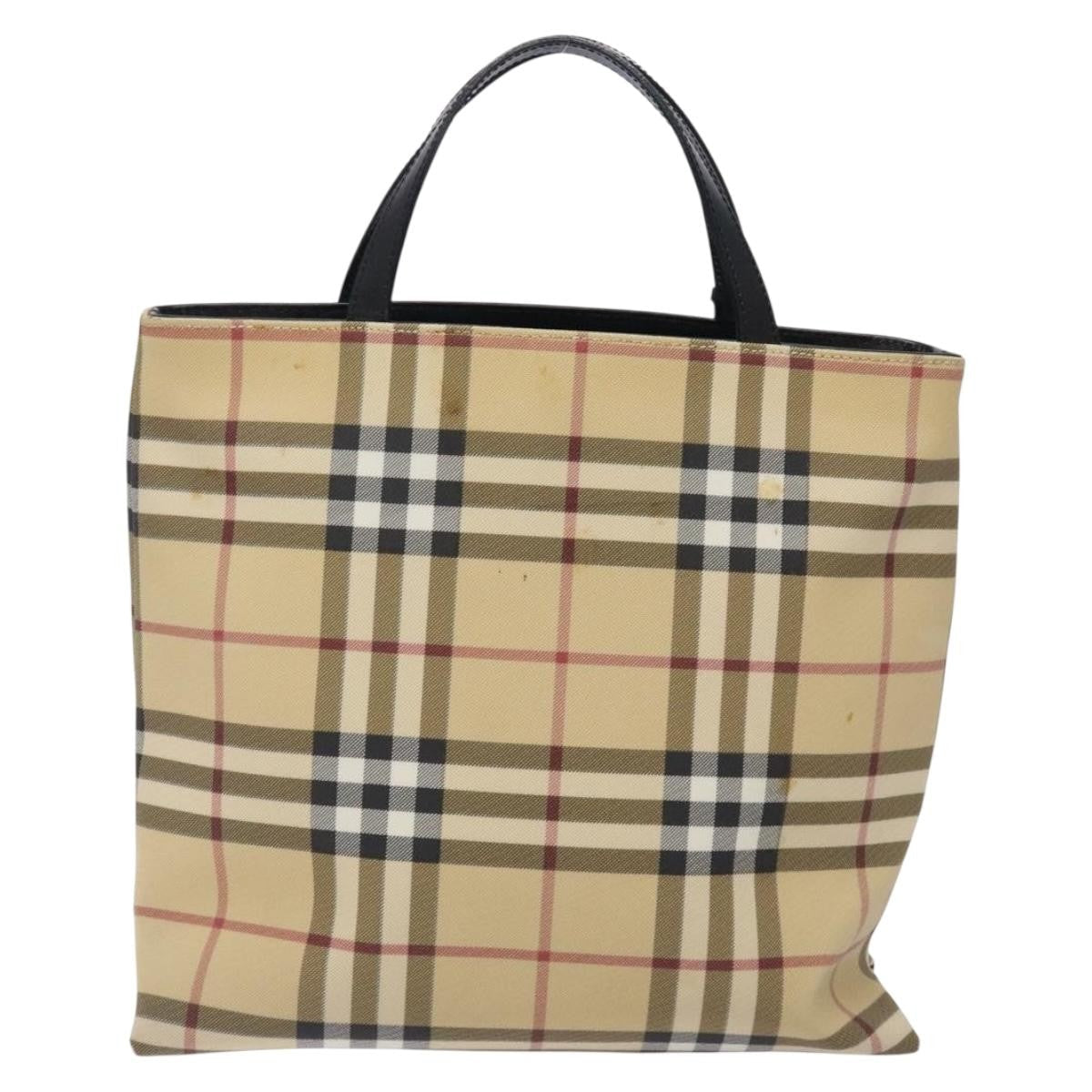 Burberry Nova Check Tote Canvas Check Pattern Beige Canvas Tote Bag