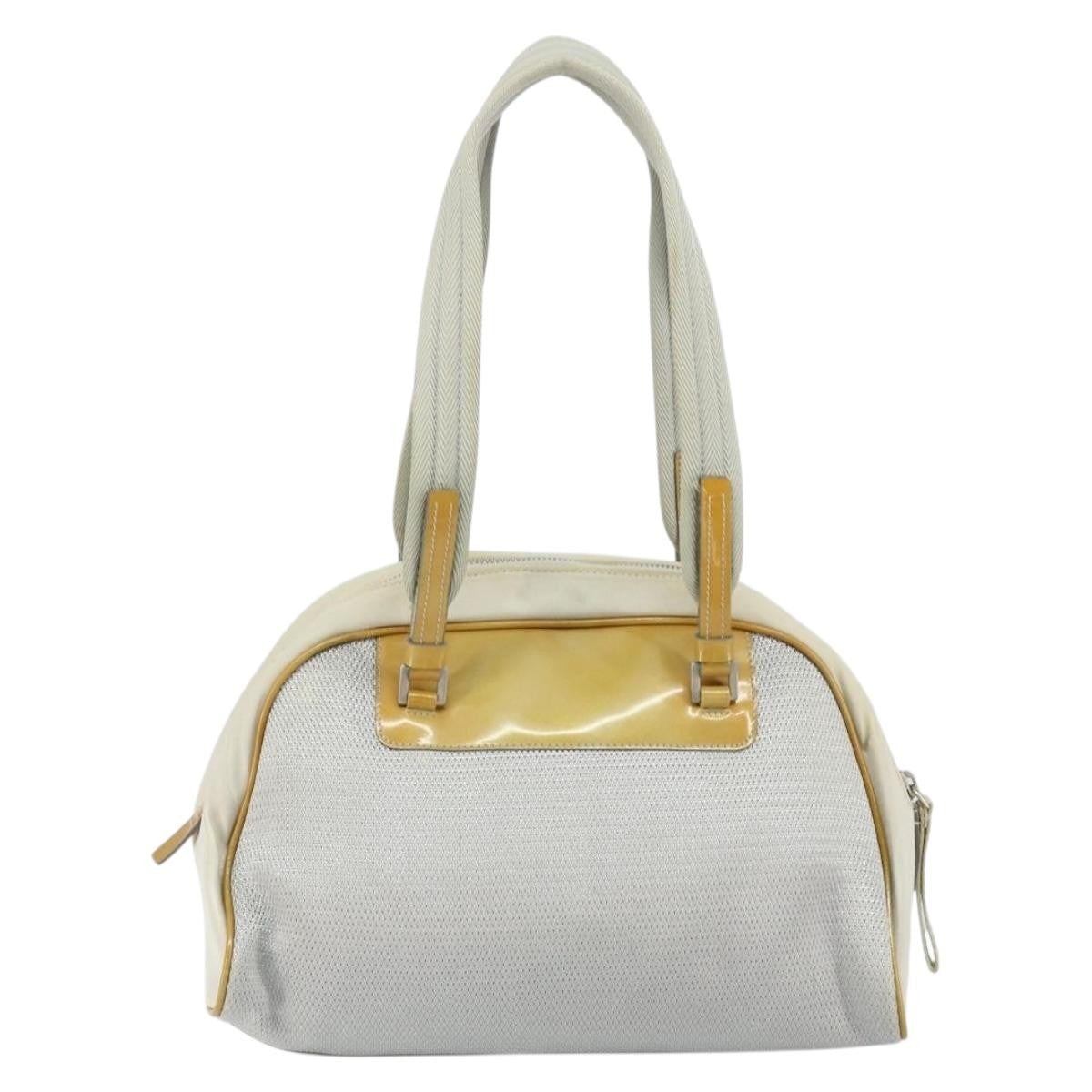 Prada Vintage Zip Handbag Tessuto Silver Nylon Handbag