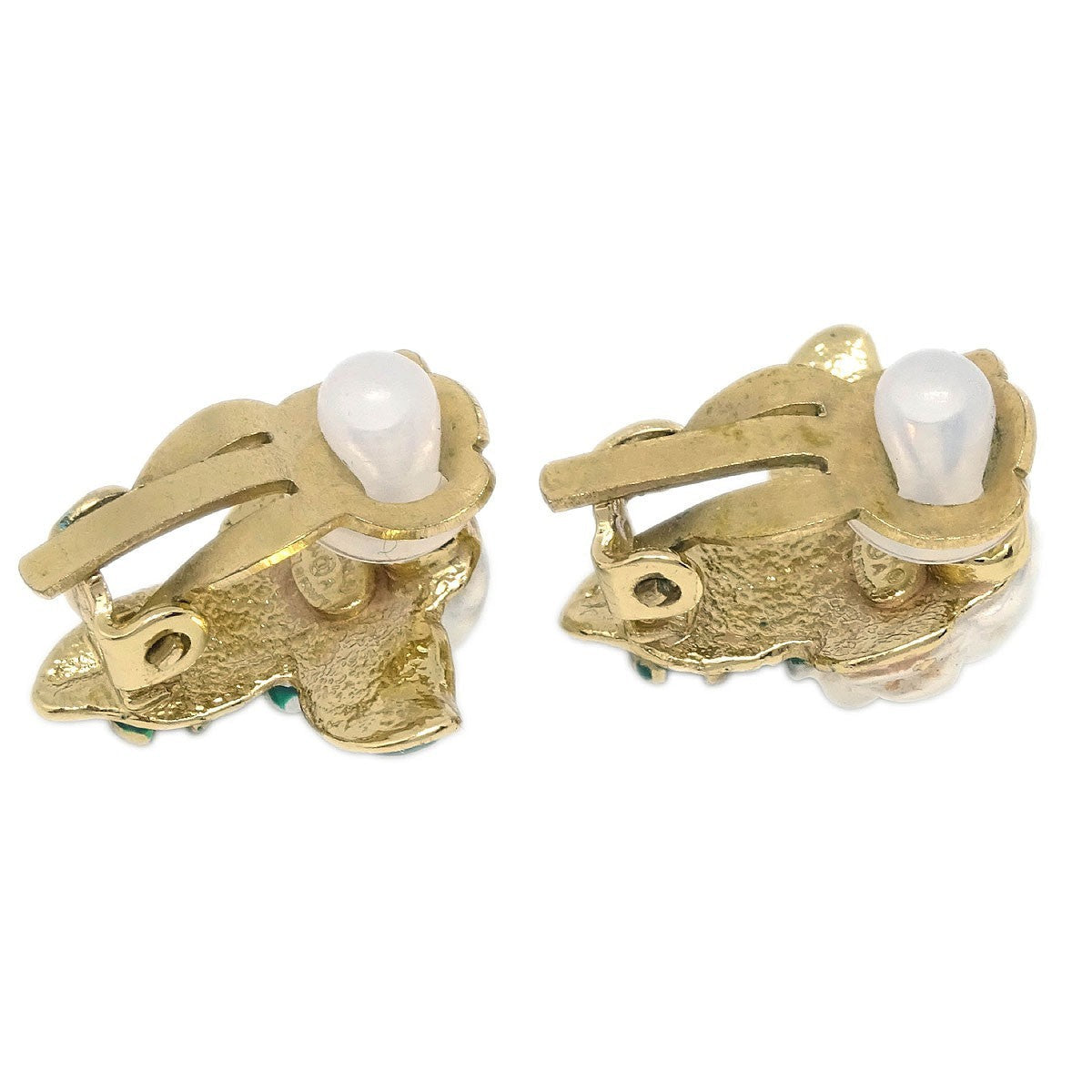 Chanel Vintage Cc Camellia Clip-On Earrings Metal Gold Gold_Plated Earrings Jewelry