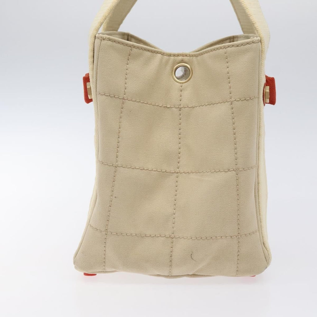 Chanel Chocolate Bar Coco Mark Handbag Canvas Beige Canvas Handbag