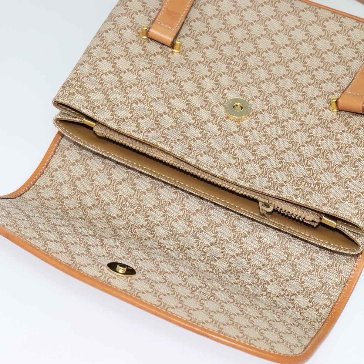 Celine Vintage Macadam Handbag Canvas And Leather Beige Canvas Handbag