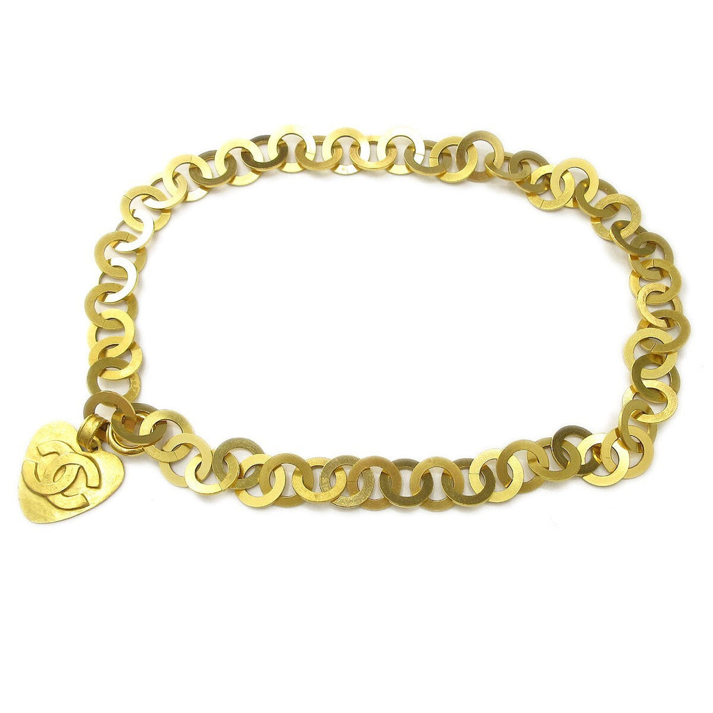 Chanel Vintage Heart Chain Belt Metal Gold Metal Belts Accessory