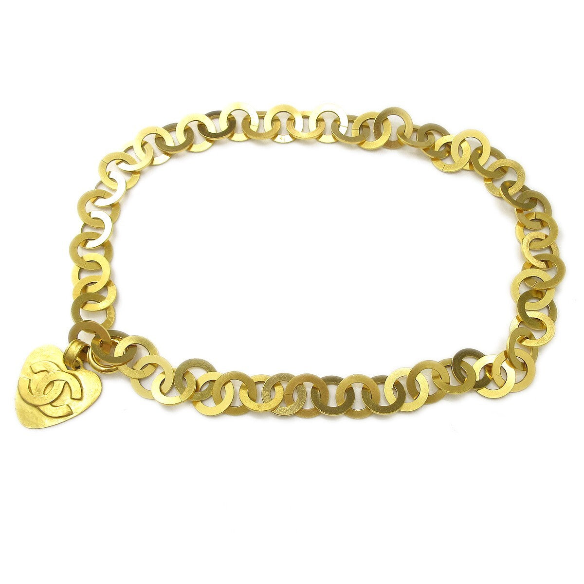 Chanel Vintage Heart Chain Belt Metal Gold Metal Belts Accessory