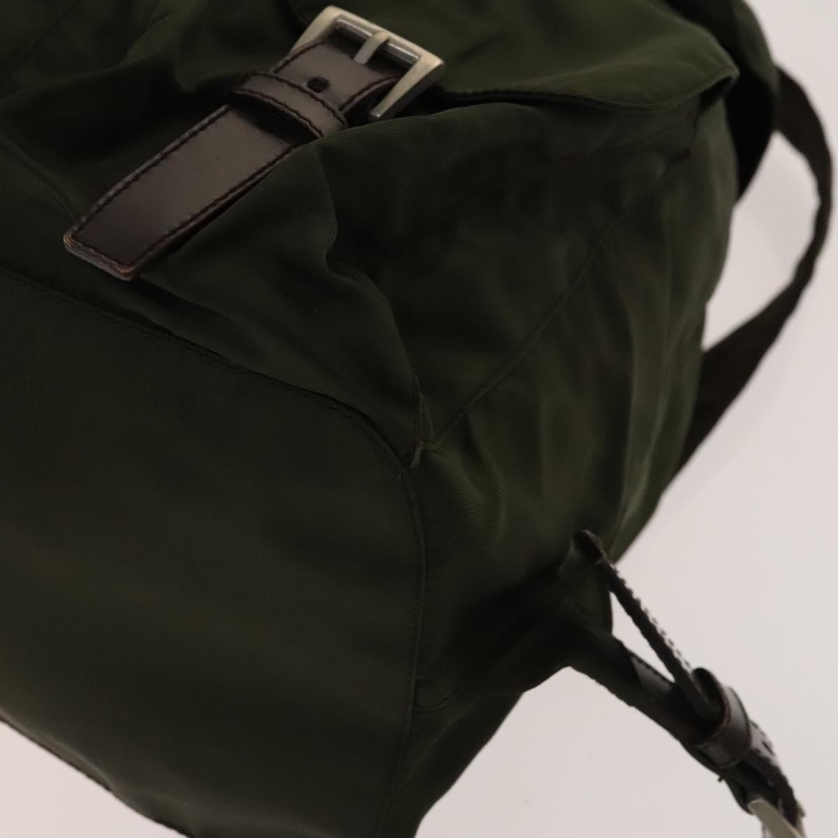 Prada Vela Double Front Pocket Backpack Tessuto With Saffiano Leather Khaki Nylon Backpack Bag