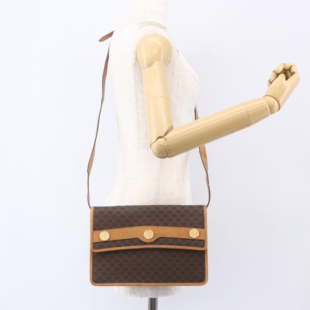 Celine Vintage Macadam Shoulder Bag Canvas And Leather Brown Canvas Shoulder Bag Bag