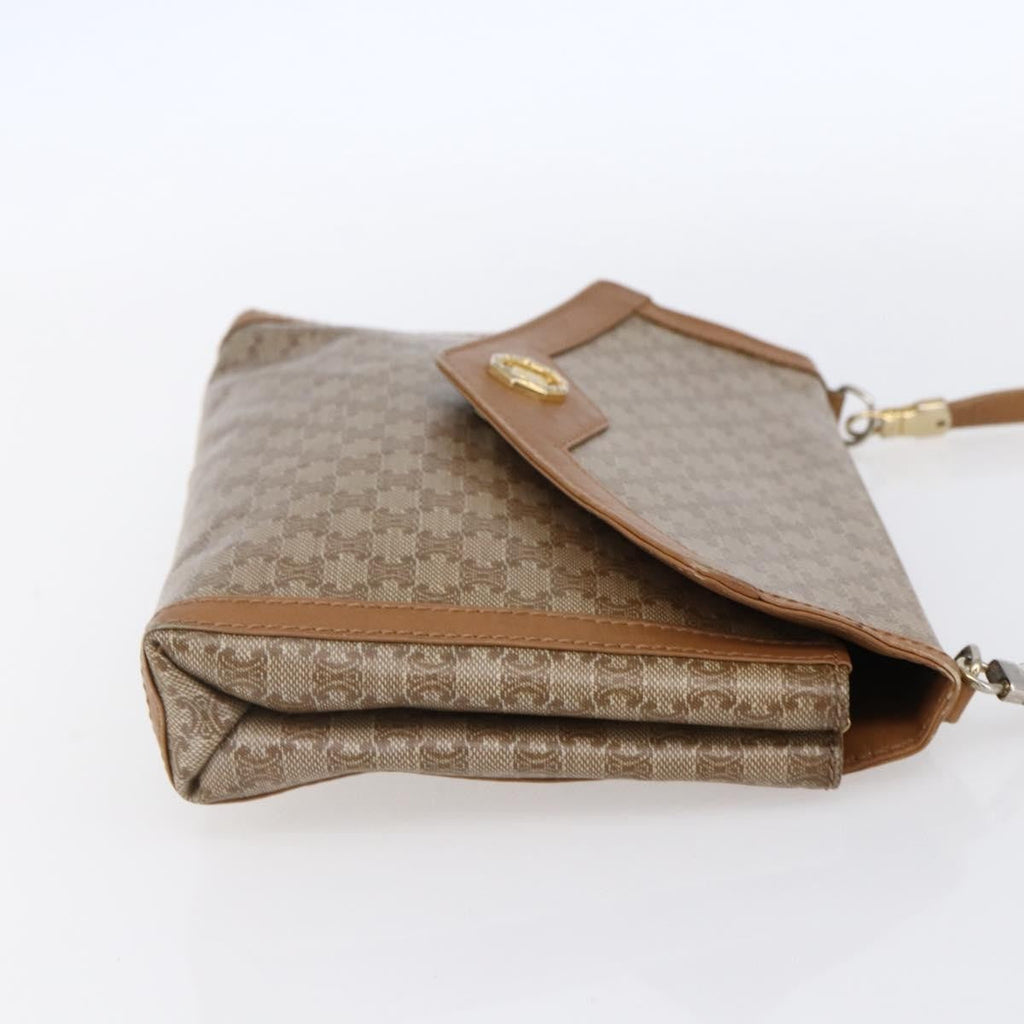 Celine Vintage Macadam Shoulder Bag Canvas And Leather Beige Canvas Shoulder Bag Bag