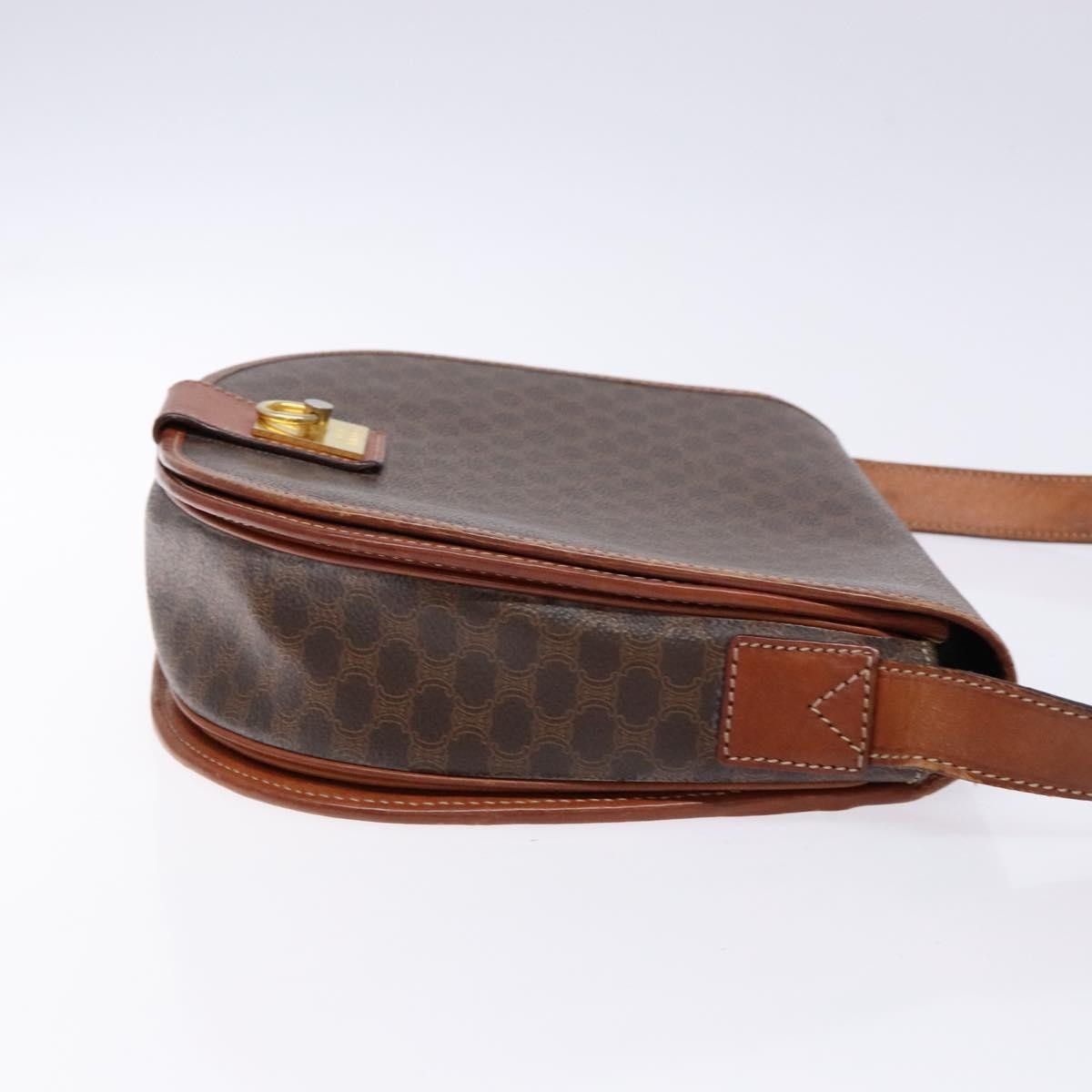 Celine Macadam Shoulder Bag Pvc Leather Brown Canvas Bag