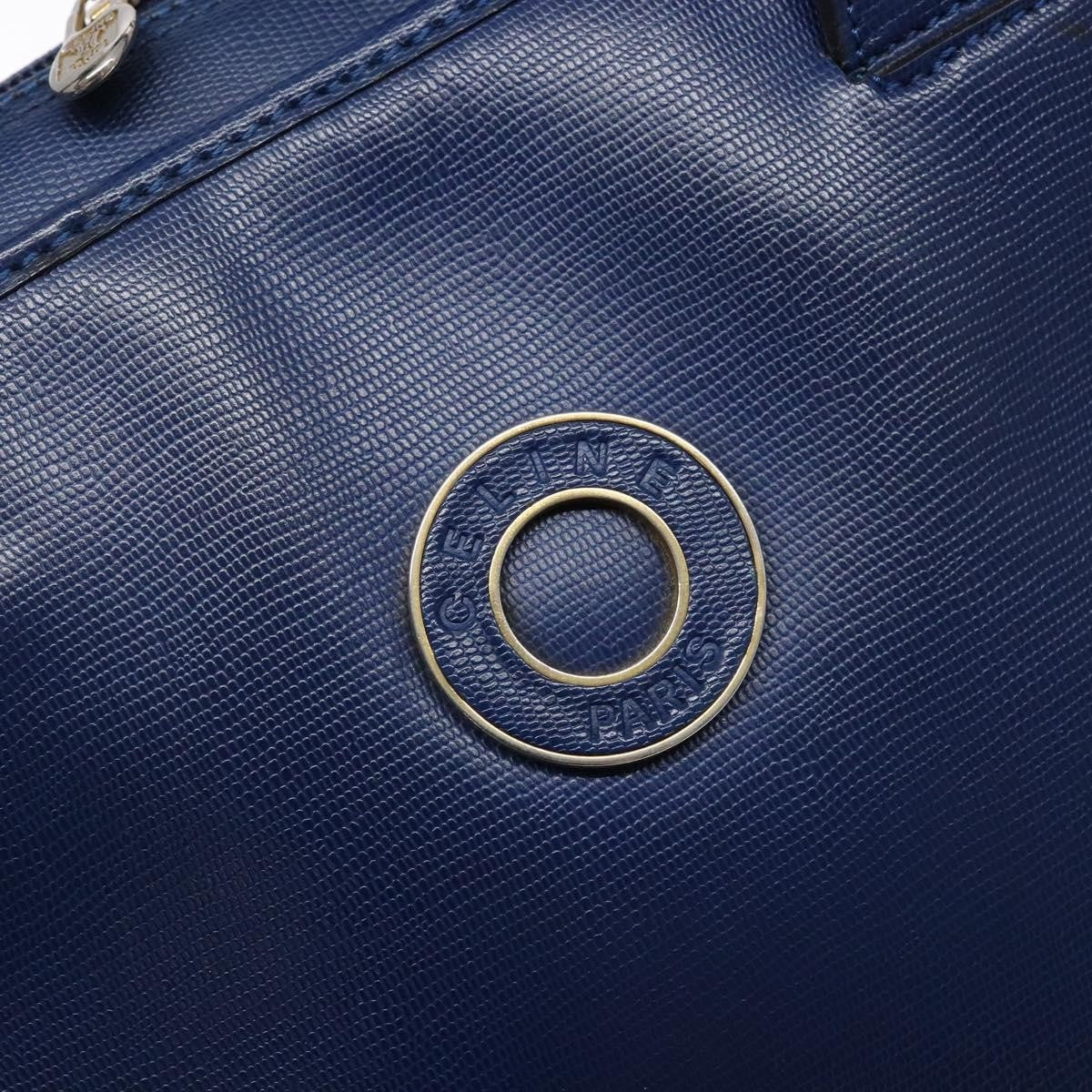 Celine Circle Logo Handbag Leather Blue Leather Bag