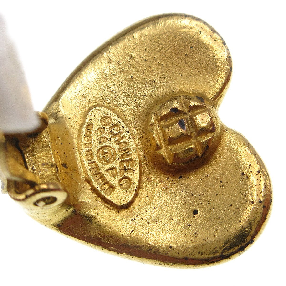 Chanel Vintage Cc Heart Clip-On Earrings Metal Gold Gold_Plated Earrings Jewelry