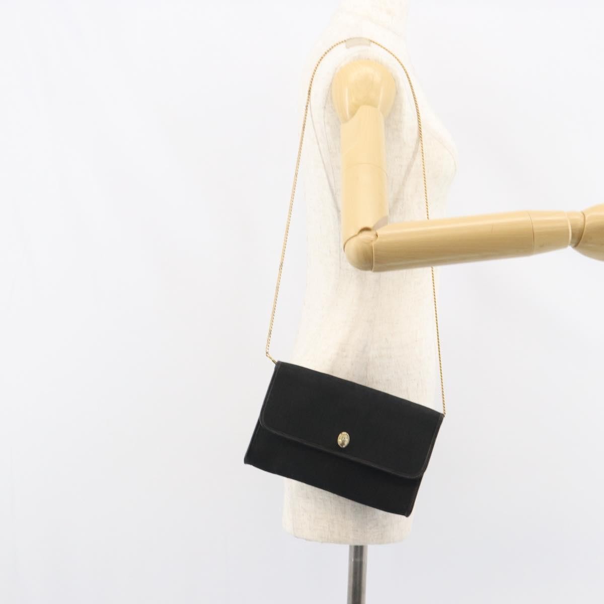 Christian Dior Vintage Chain Flap Shoulder Bag Diorissimo Canvas Black Canvas Shoulder Bag Bag (Pre-Owned)