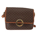 Celine Vintage Macadam Circle Logo Shoulder Bag Canvas And Leather Brown Canvas Bag