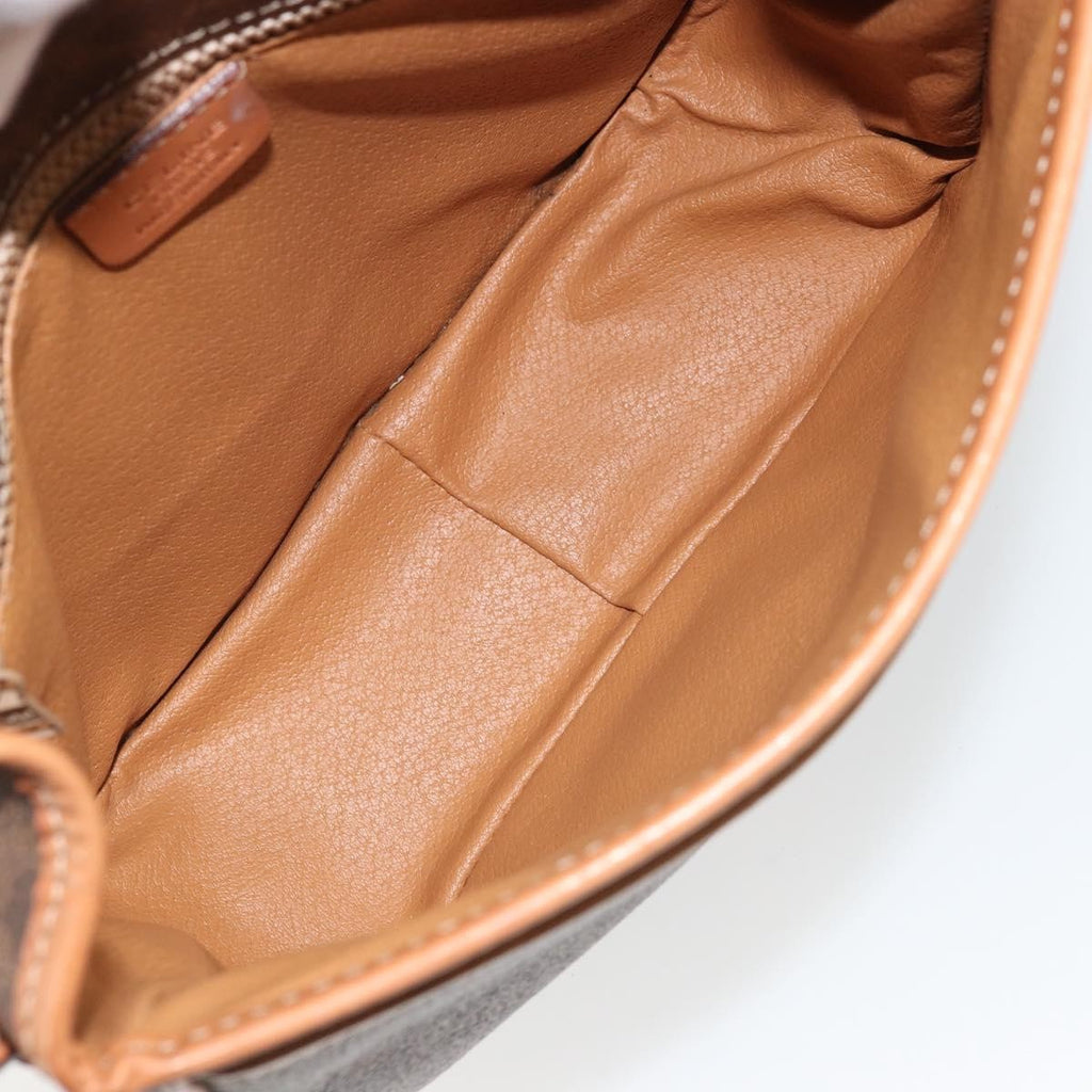 Celine Vintage Macadam Shoulder Bag Canvas And Leather Brown Canvas Shoulder Bag Bag