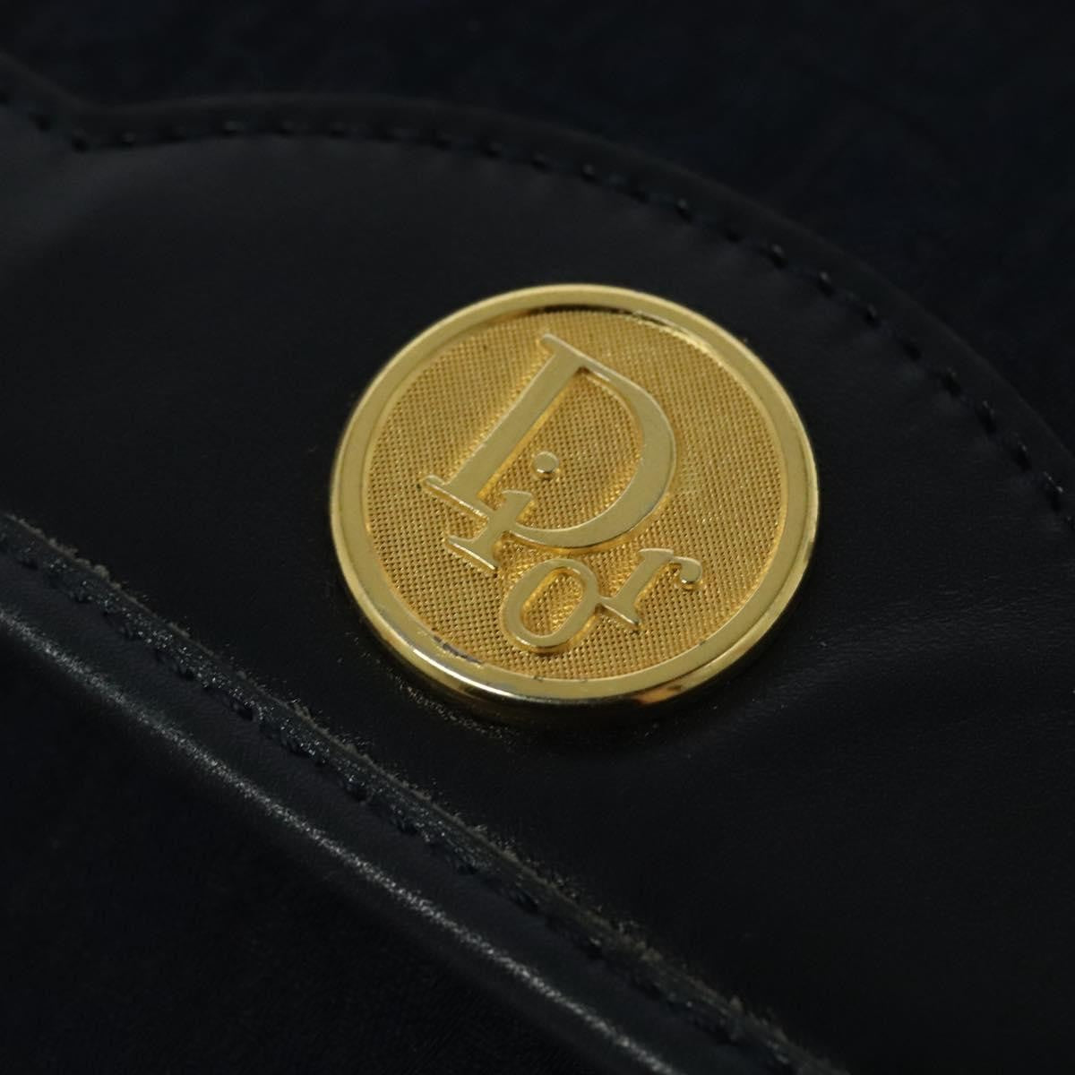 Christian Dior Vintage Chain Flap Shoulder Bag Diorissimo Canvas Navy Canvas Shoulder Bag Bag (Pre-Owned)