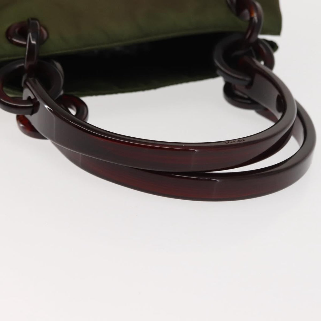 Prada Resin Handle Tote Tessuto Khaki Nylon Tote Bag Bag