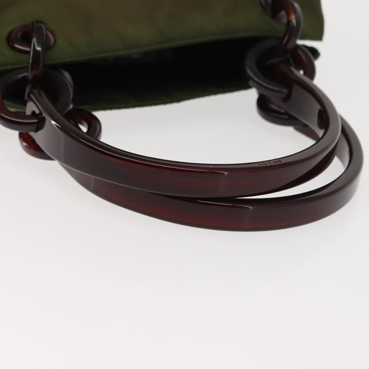 Prada Resin Handle Tote Tessuto Khaki Nylon Tote Bag Bag
