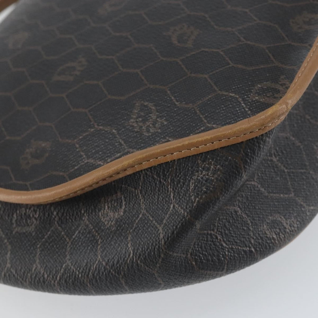 Christian Dior Vintage Honeycomb Flap Crossbody Bag Coated Canvas Black Canvas Shoulder Bag Bag (Pre-Owned)