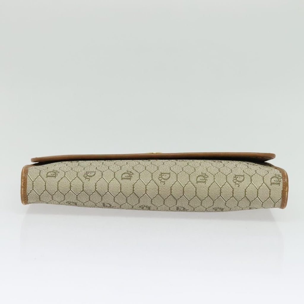 Christian Dior Vintage Honeycomb Chain Canvas Beige Canvas Bag (Pre-Owned)
